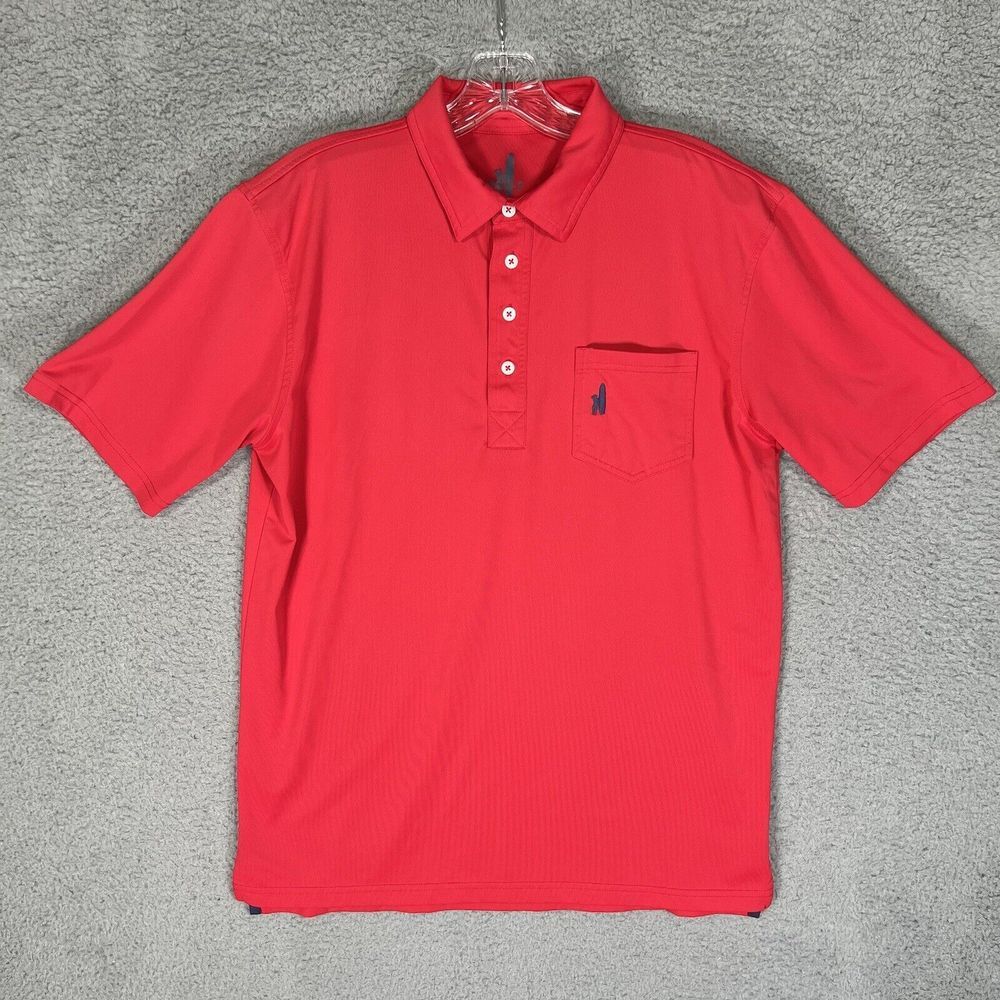 Johnnie O Polo Shirt Mens Medium Red Prep Formance Stretch Short Sleeve Preppy